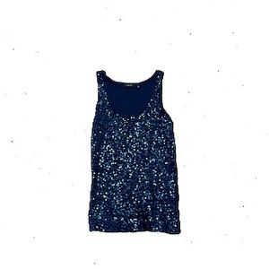 Blue sequin tank top